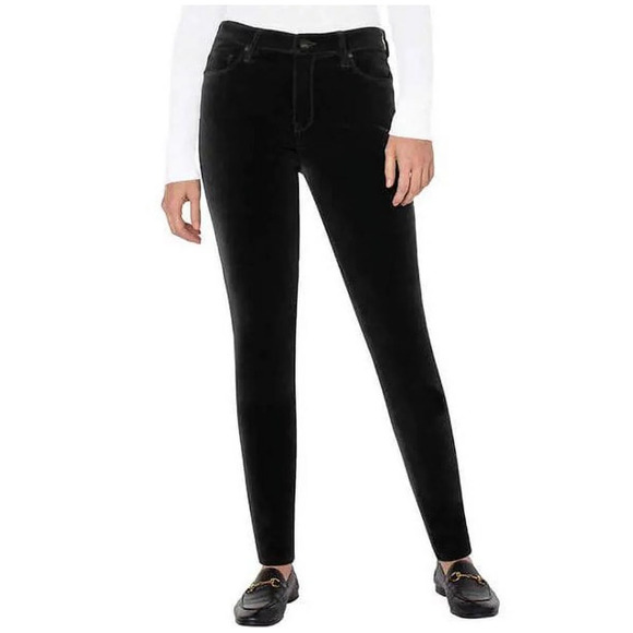 Well Worn Velvet Pant Womens 10 Black Hi-Rise Luxe Velvet Tapered Pants Slim Fit - Picture 1 of 9